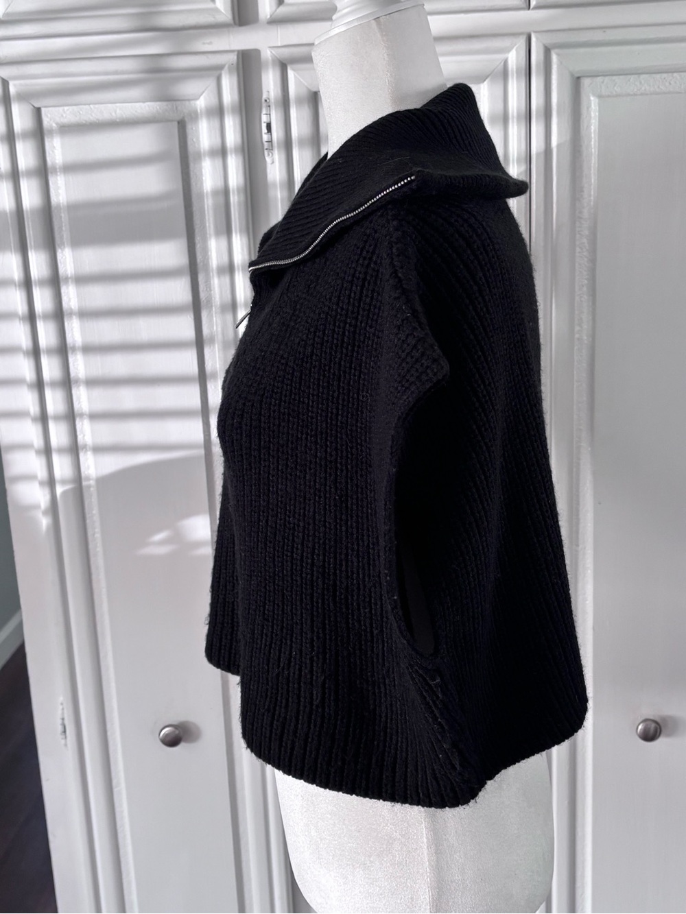 Zara Black Cropped Half-Zip Knit Sweater Vest | Size Small - Picture 5 of 12